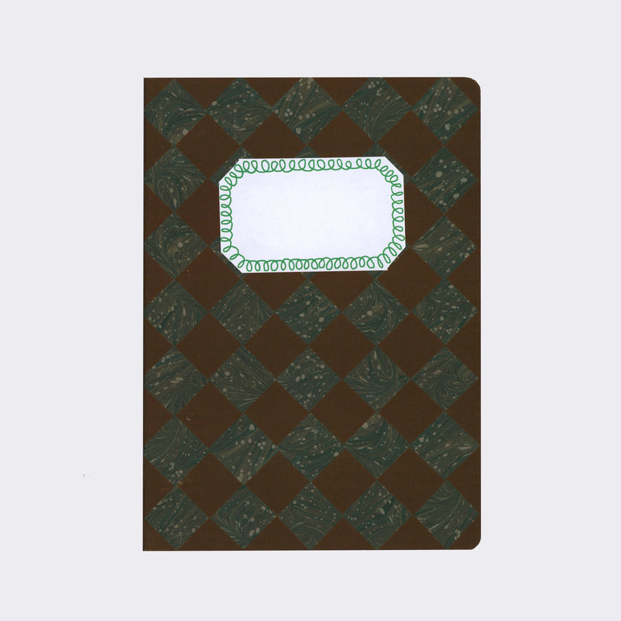 A5 Brown and Marbled Green Chequered Sketch/Notebook