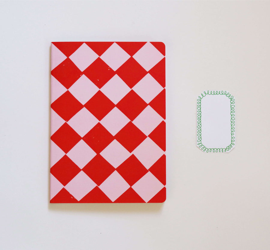 A5 Red and Pink Chequered Sketch/Notebook
