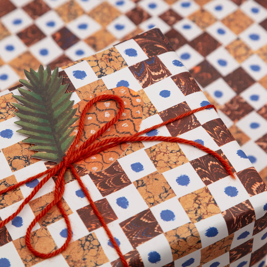 Marbled Brown Chequerboard Gift Wrap