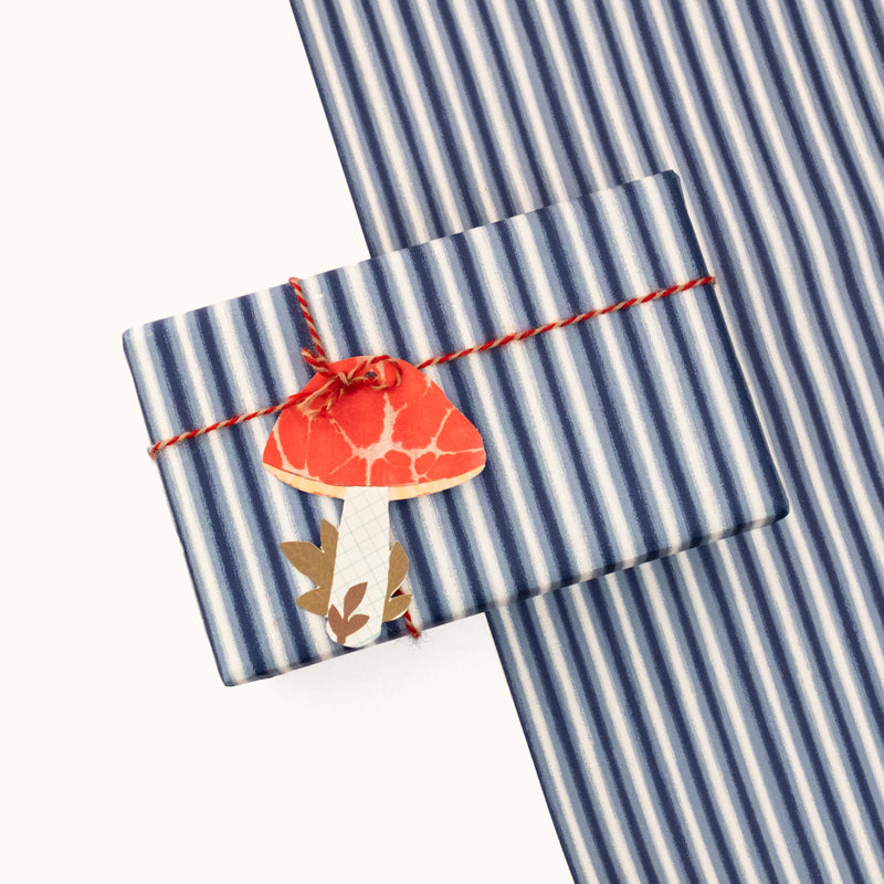 Crinkly Tin Gift Wrap & Model Makers Paper. Navy Stripe.