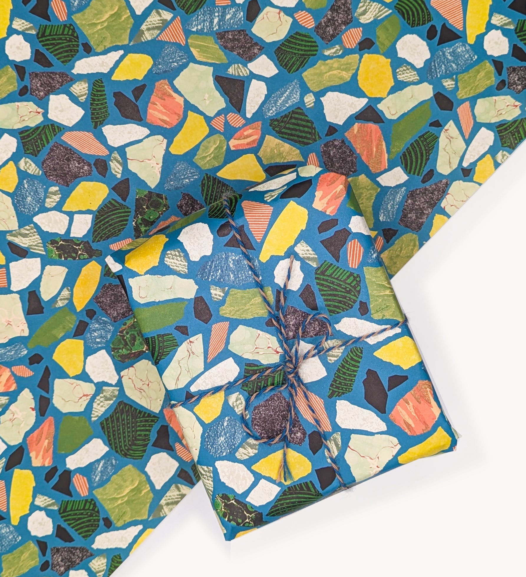 Terrazzo Gift Wrap, Model Makers Paper. Teal, Blue.