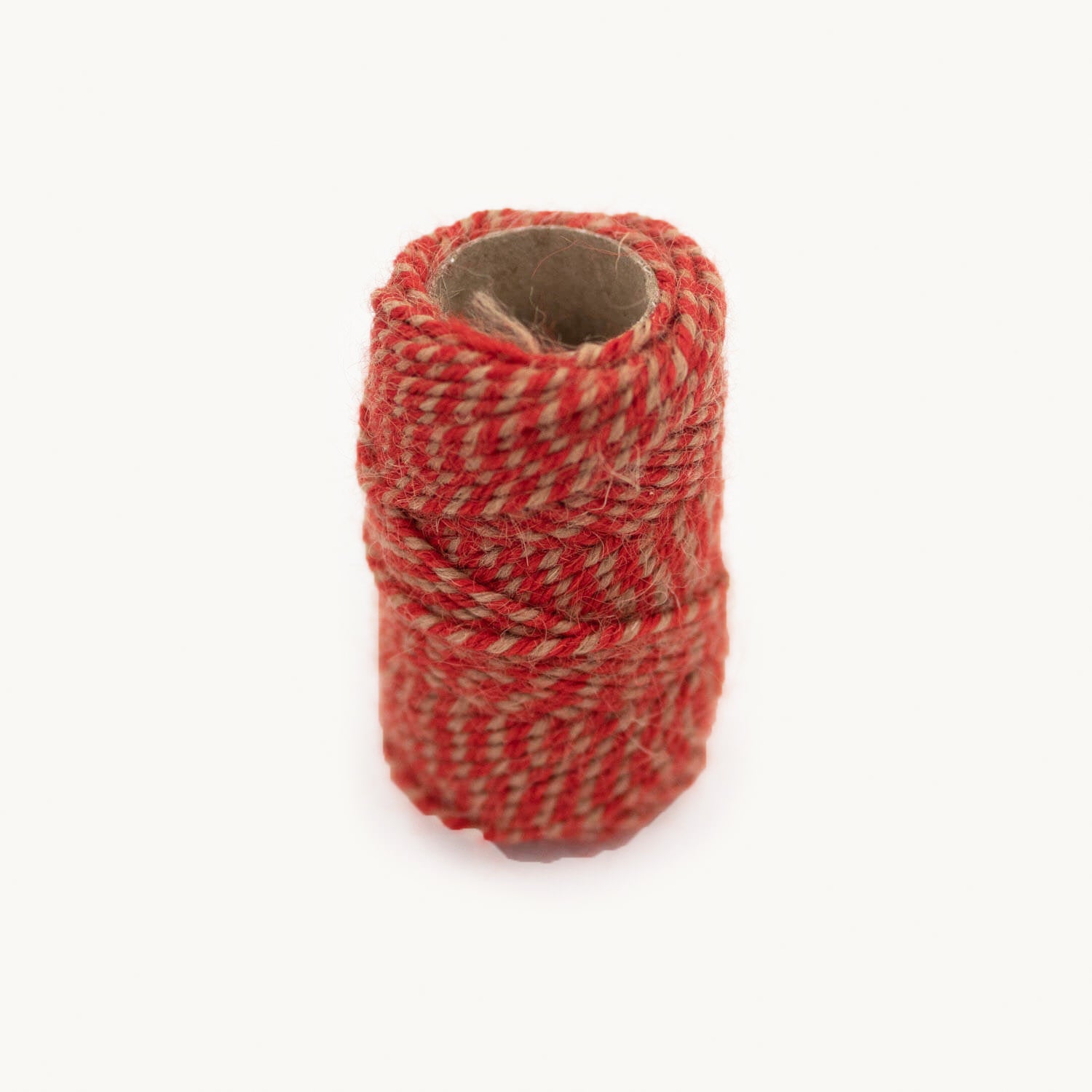Bright red and beige stripe Wool Twine