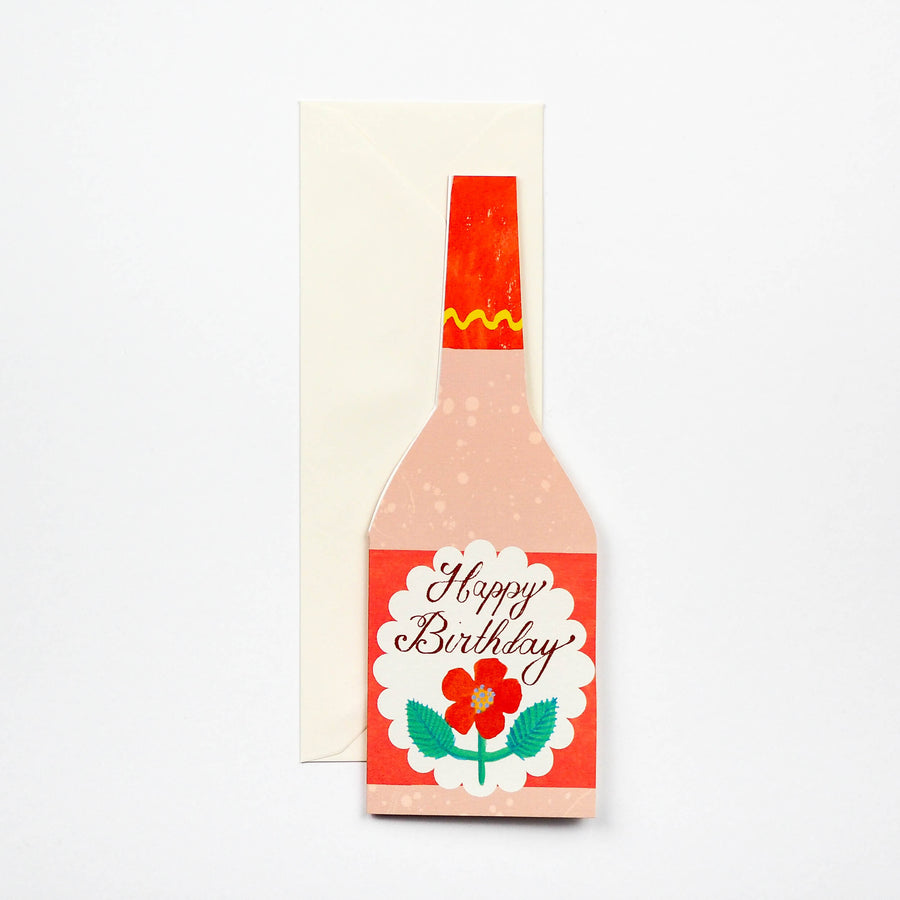 Birthday Rose Wine Bottle Card