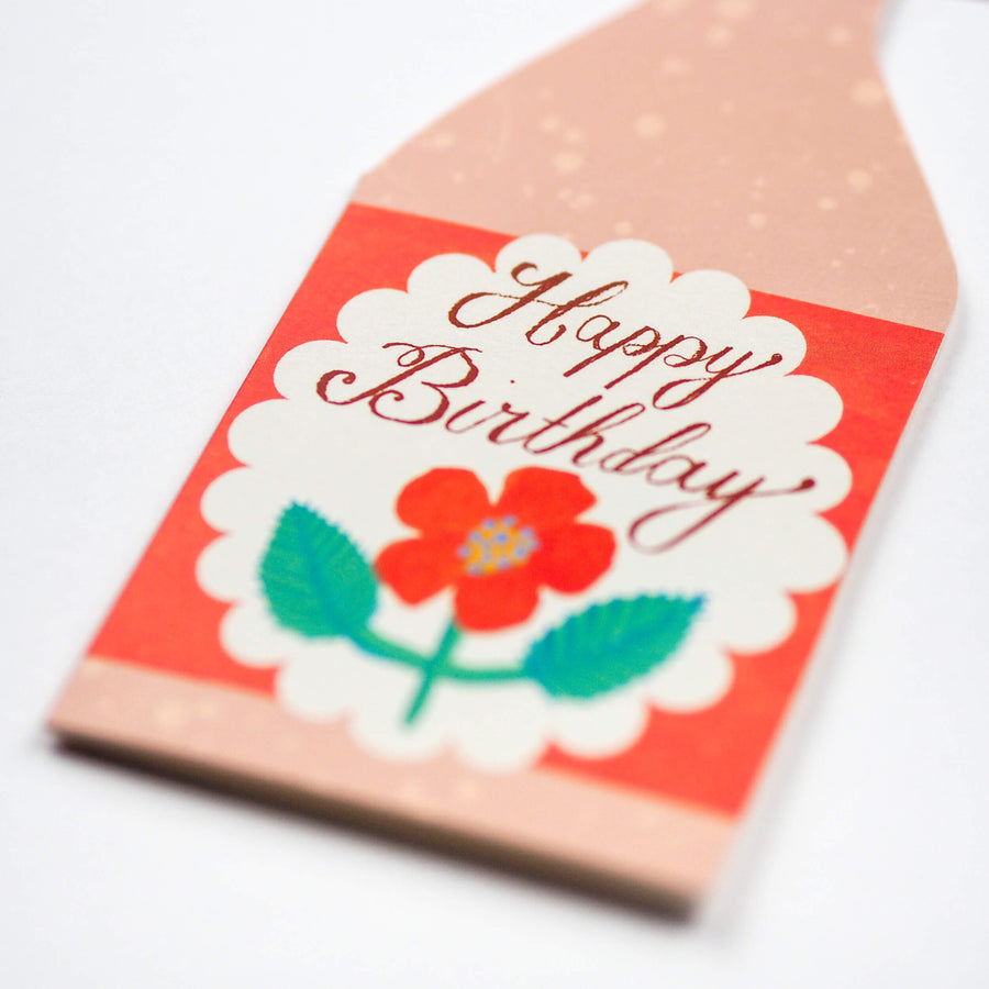 Birthday Rose Wine Bottle Card