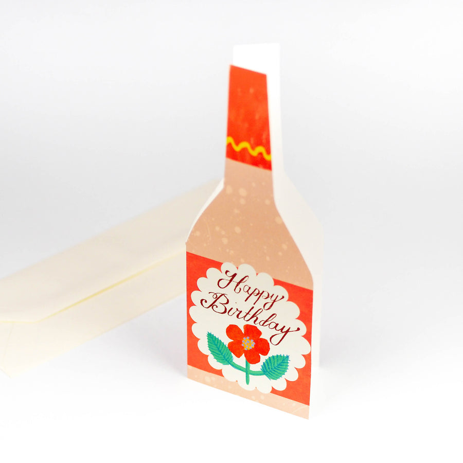 Birthday Rose Wine Bottle Card