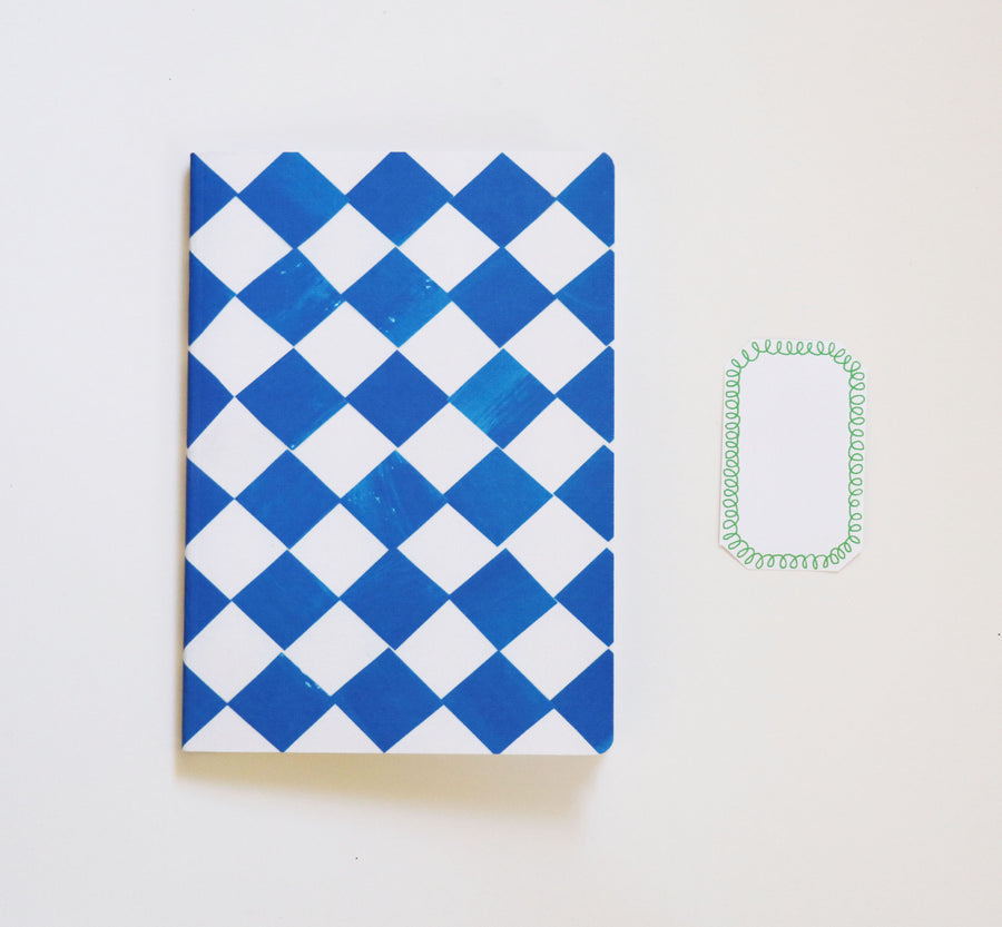 A5 Blue and White Chequered Sketch/Notebook