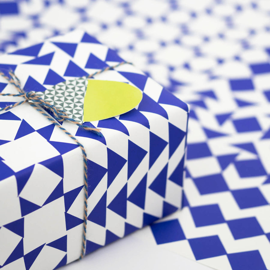 Blue Geometric Gift Wrap