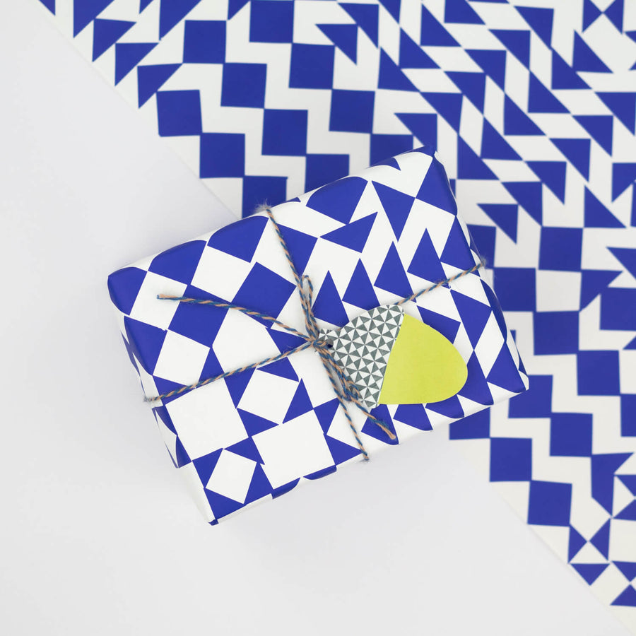 Blue Geometric Gift Wrap