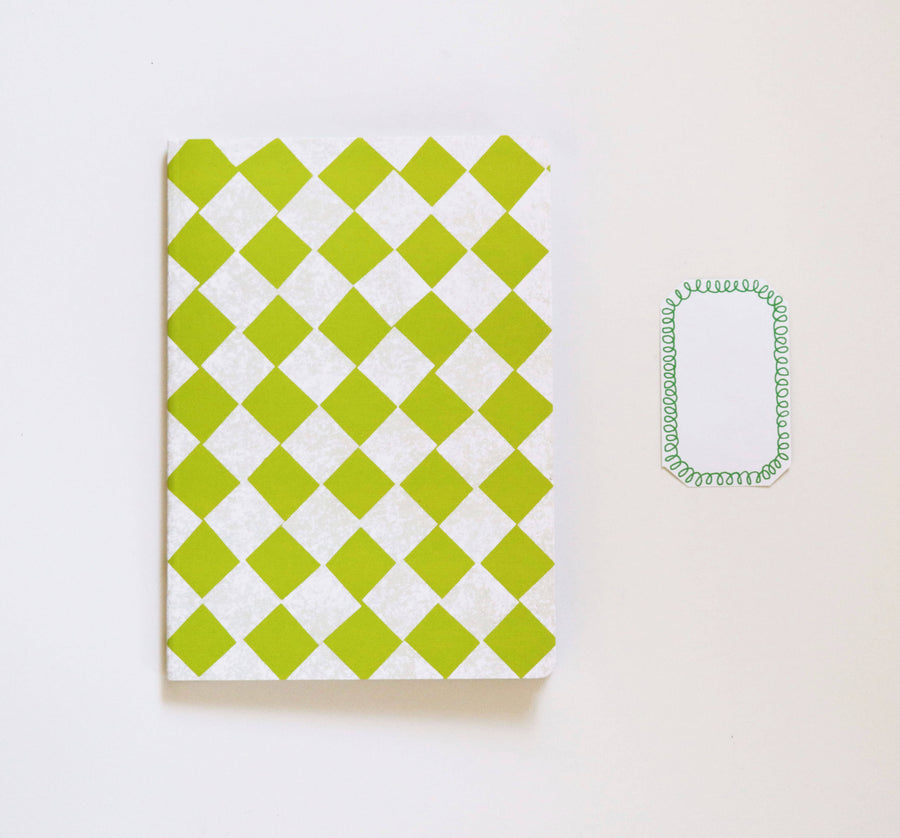 A5 Lime Green Chequered Sketch/Notebook