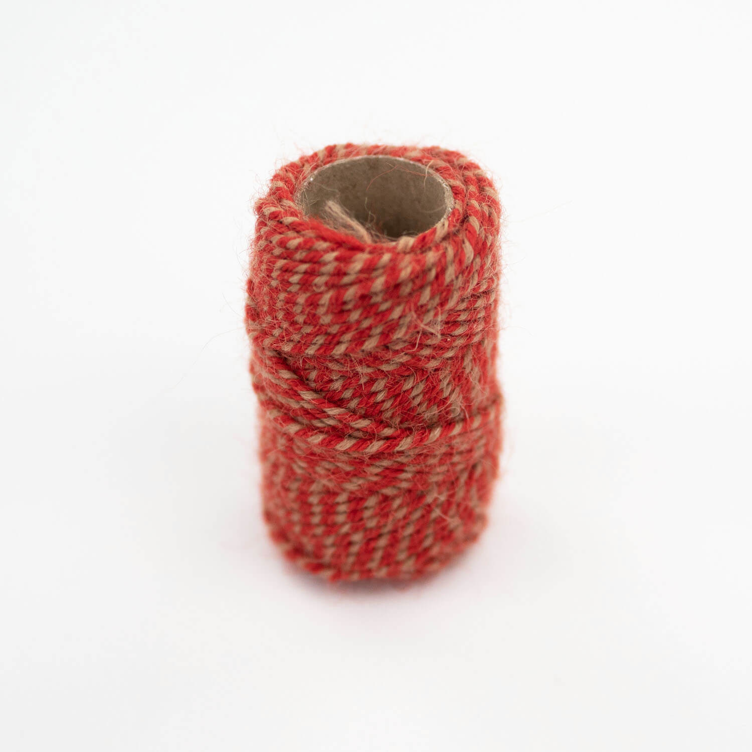 Bright red and beige stripe Wool Twine